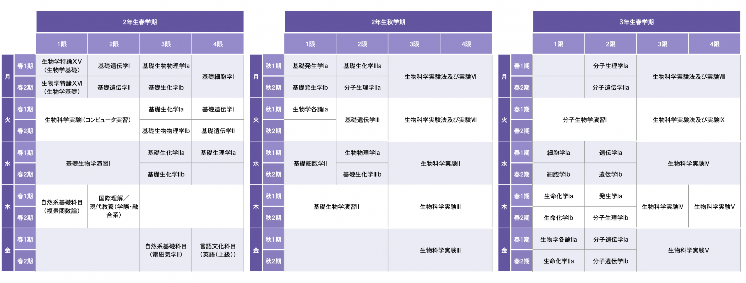 生命理学科コースツリー